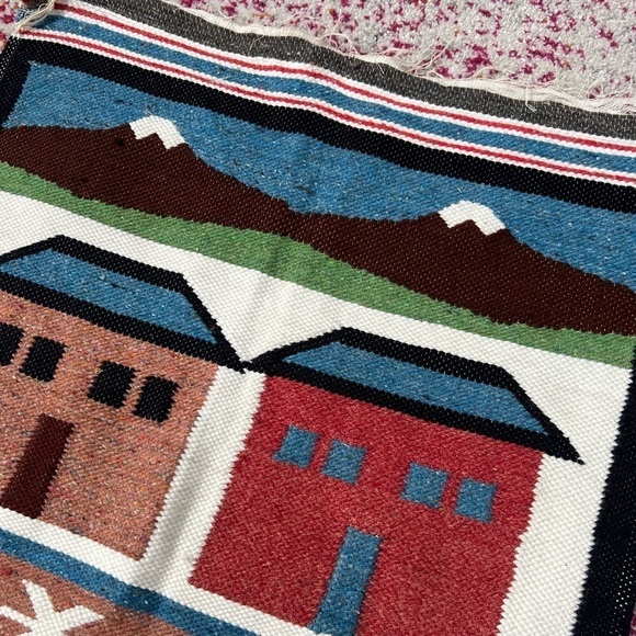 Vintage Peruvian Weave Hook Rug Tapestry South American Alpaca Andes Farmer - Picture 3 of 5